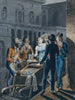 la Vida nocturna en Filadelfia, Barco de ostras frente al Teatro de la Calle Chestnut - John Lewis Krimmel — vista de la obra