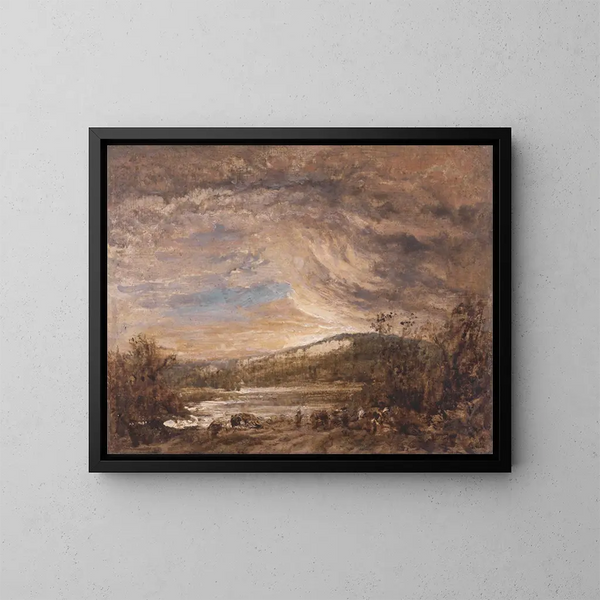 Un paisaje fluvial - John Linnell — cuadro enmarcado en la pared