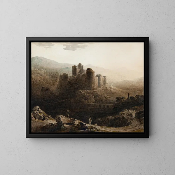 Luna sobre el castillo de Chepstow - John Martin — cuadro enmarcado en la pared