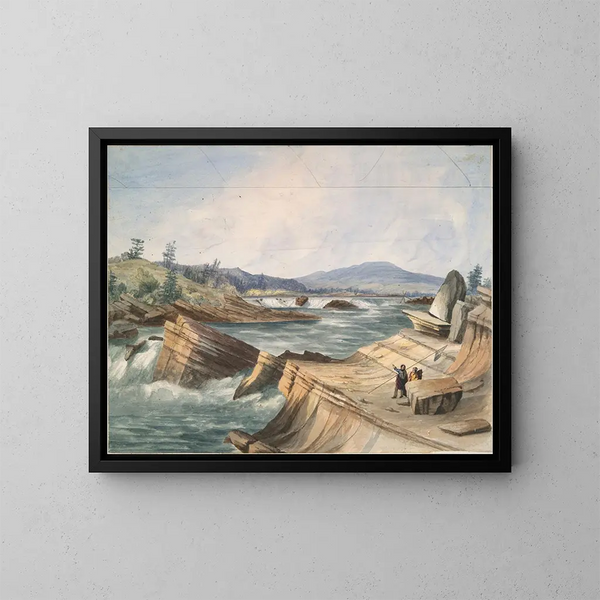 Cascadas Kettle, río Columbia - John Mix Stanley — cuadro enmarcado en la pared