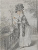 Dame en una terraza cuidando un clavel - John Raphael Smith — vista de la obra