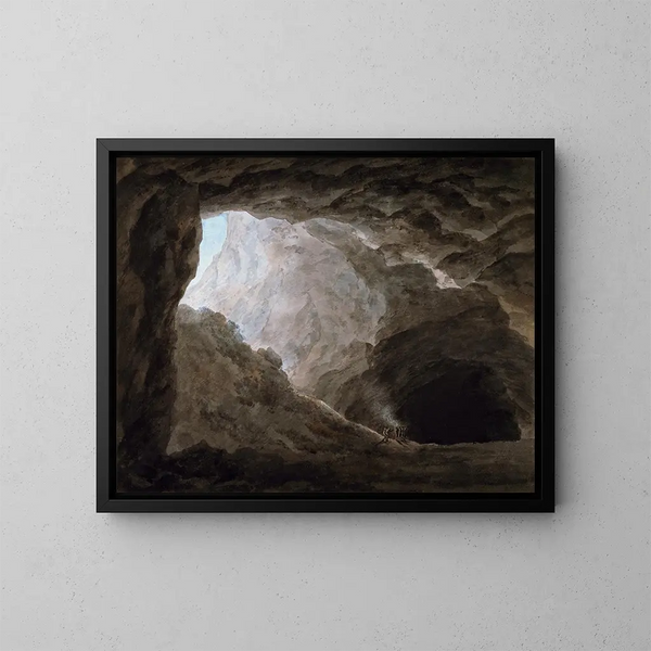 Una cueva en el campo - John Robert Cozens — cuadro enmarcado en la pared
