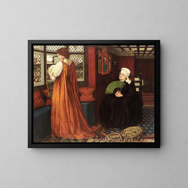 Juliette y la niñera - John Roddam Spencer Stanhope — cuadro enmarcado en la pared