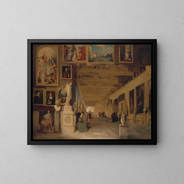 La Galería Larga de los Uffizi en Florencia - John Scarlett Davis — cuadro enmarcado en la pared