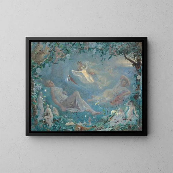 Titania dormida, escena de Sueño de una noche de verano, acto II, escena ii - John Simmons — cuadro enmarcado en la pared