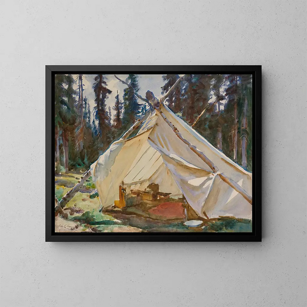 A Tent in the Rockies - John Singer Sargent — framed artwork on a wall
