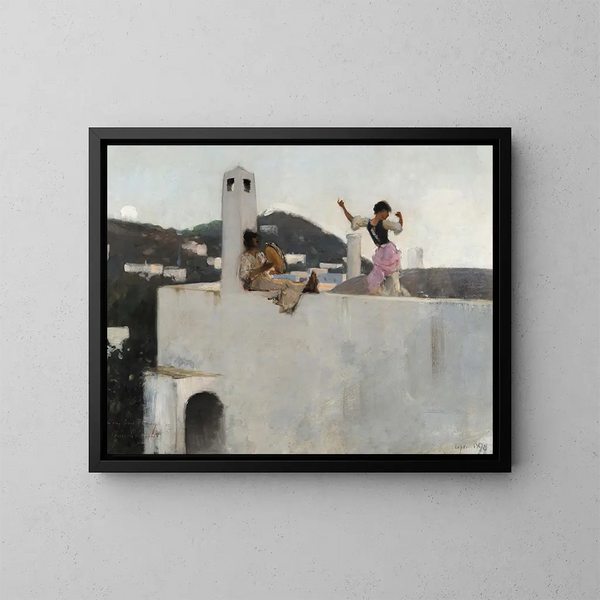 Girl of Capri on a Roof - John Singer Sargent — framed artwork on a wall
