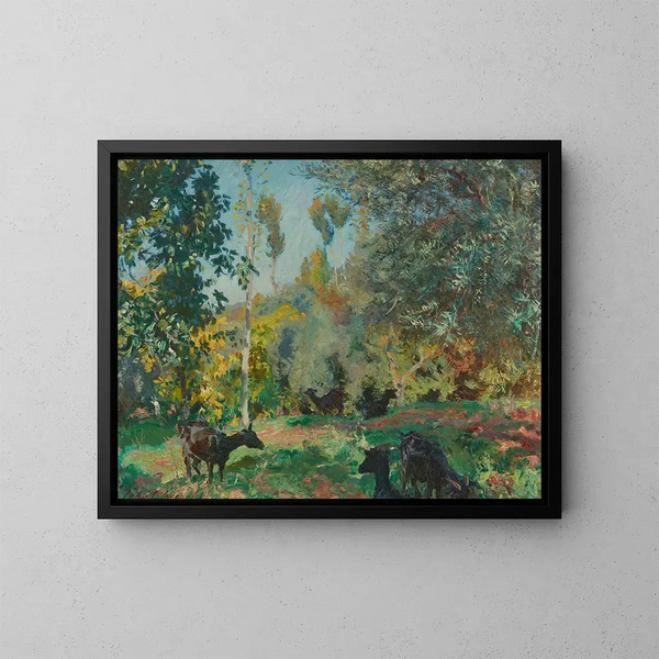 Paisaje con cabras - John Singer Sargent — cuadro enmarcado en la pared