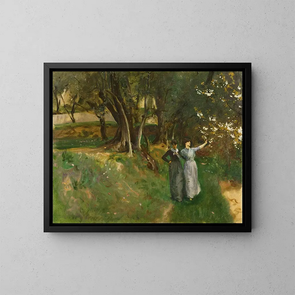Paisaje con mujeres en primer plano - John Singer Sargent — cuadro enmarcado en la pared