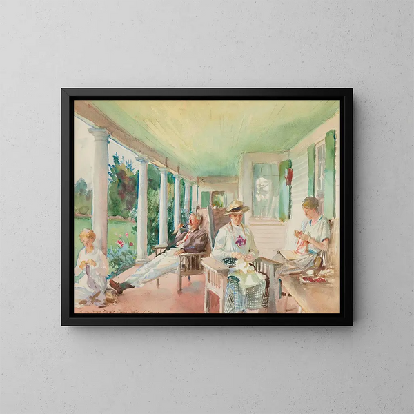 On the Veranda - John Singer Sargent — framed artwork on a wall