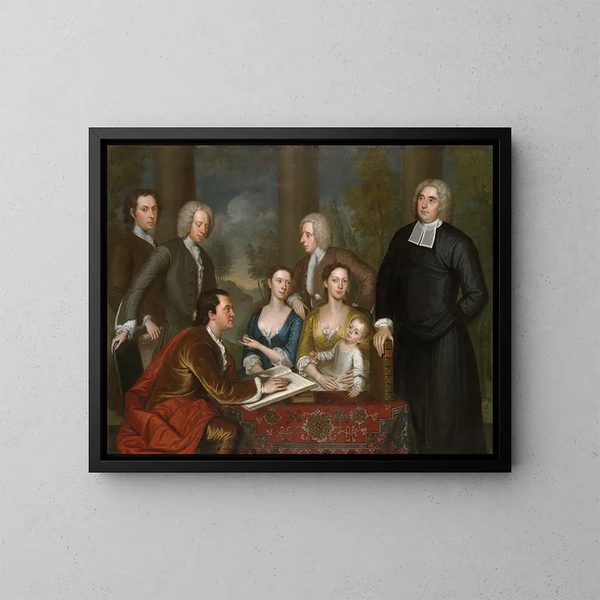 El grupo de las Bermudas, el decano Berkeley y su entorno - John Smibert — cuadro enmarcado en la pared