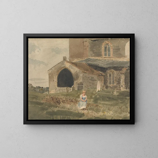 John Thirtle - Young Girl Sitting on a Bank outside a Church.webp