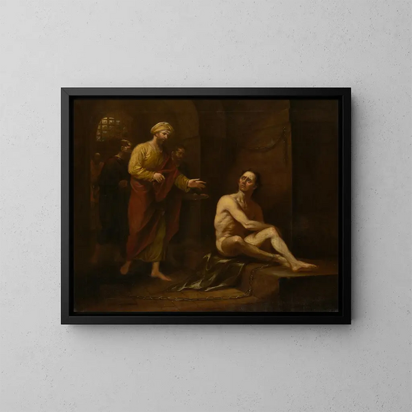 J'étais en prisión y ustedes vinieron a mí Mateo 25:36 - John Trumbull — cuadro enmarcado en la pared