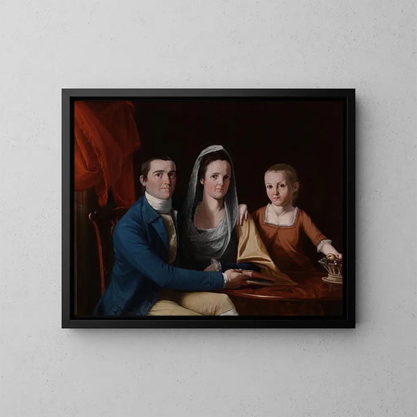 Jonathan Trumbull Jr with Mrs. Trumbull Eunice Backus and Faith Trumbull - John Trumbull — framed artwork on a wall