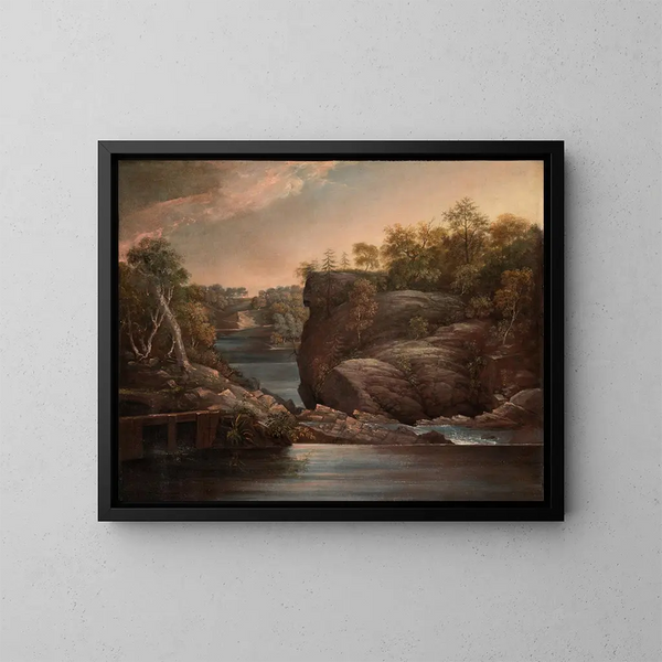 Norwich Falls or The Yantic Falls at Norwich - John Trumbull — framed artwork on a wall