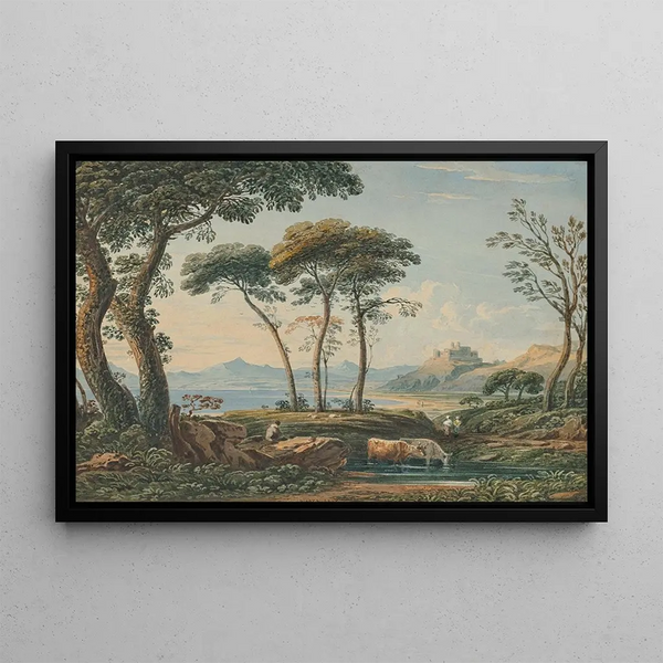 John Varley - A distant view of Harlech Castle and Snowdon beyond North Wales.webp