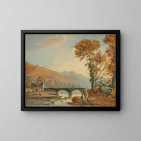 Puente de Beddgelert, Gales - John Varley — cuadro enmarcado en la pared