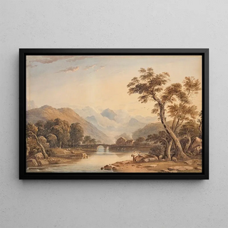 John Varley - Beddgelert Bridge with Snowdon beyond.webp