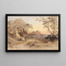 Paisaje con figuras y castillo lejano - John Varley — cuadro enmarcado en la pared