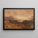 Romantic landscape painting with distant mountains - John Varley — framed artwork on a wall