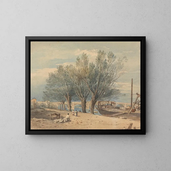 Puente de Vauxhall - John Varley — cuadro enmarcado en la pared