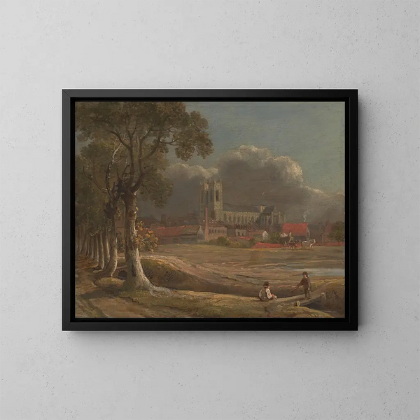 Abbaye de Westminster desde Tothill Fields - John Varley — cuadro enmarcado en la pared