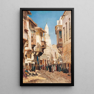 John Varley the Younger - A bustling street before the mosque of Emir Mindar Cairo.webp
