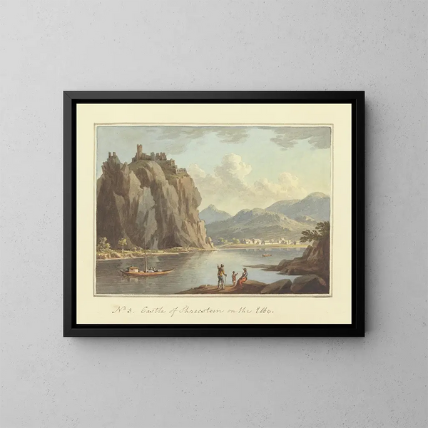 Castillo de Schrecstein sobre el Elba - John Warwick Smith — cuadro enmarcado en la pared