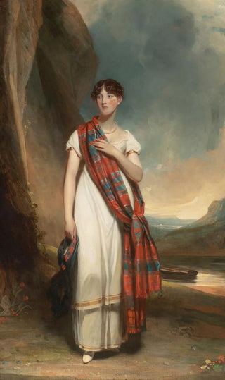 John Watson Gordon - Portrait Of A Lady Wearing Plaid In A Landscape.webp