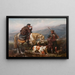 Cazadores junto a un río - John William Bottomley — cuadro enmarcado en la pared