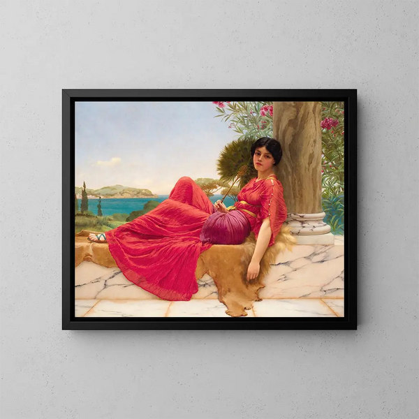 adosado a una columna - John William Godward — cuadro enmarcado en la pared