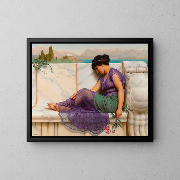 Sueños de verano ociosos - John William Godward — cuadro enmarcado en la pared