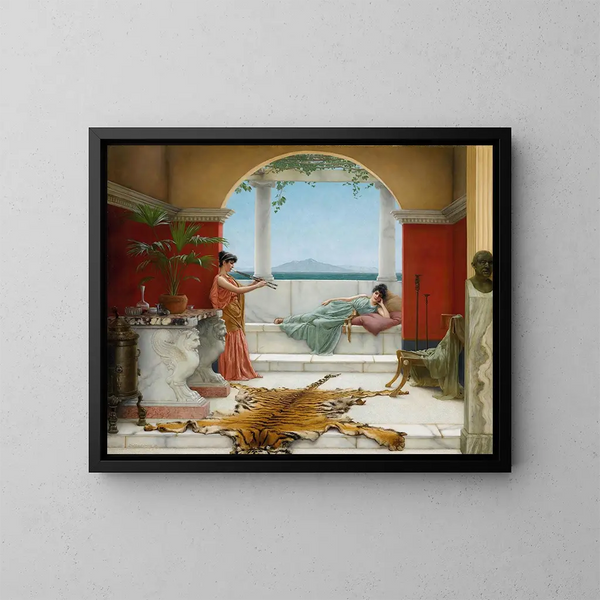 La dulce siesta de un día de verano - John William Godward — cuadro enmarcado en la pared
