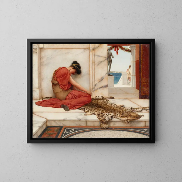 La Disputa - John William Godward — cuadro enmarcado en la pared
