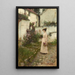 Picking Flowers in a Devonshire Garden - John William Waterhouse — framed artwork on a wall