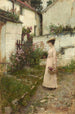 Picking Flowers in a Devonshire Garden - John William Waterhouse — artwork view