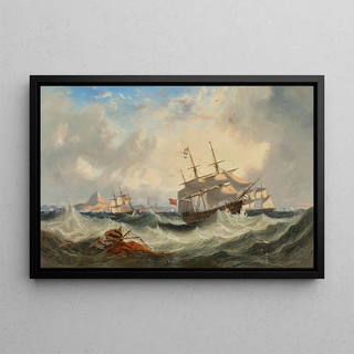 John Wilson Carmichael - A 74 calling for a pilot off Gibraltar with shipping beyond.webp