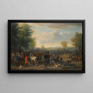 John Wootton - A Hunting Party Possibly Depicting Charles Spencer 3rd Duke Of Marlborough 17061758 And His Wife Elizabeth Countess Of Marlborough.webp