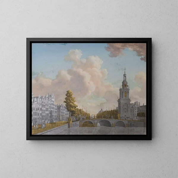 Vista de la torre llamada Jan Roodenpoortstoren y del canal Singel en Ámsterdam - Jonas Zeuner — cuadro enmarcado en la pared