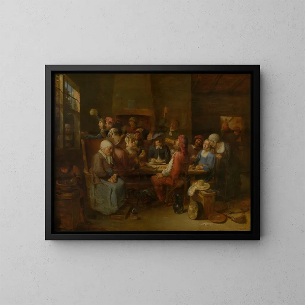 Tavern Scene - Joos van Craesbeeck — framed artwork on a wall