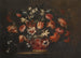 Nature morte with a basket of tulips, carnations, and other flowers on a stone pedestal - José de Arellano — artwork view