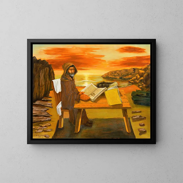 Oceanic Monk Painting - José de Martín Simón — framed artwork on a wall