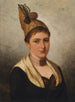 Joven mujer con traje tradicional y bonete dorado - Josef Böche — vista de la obra