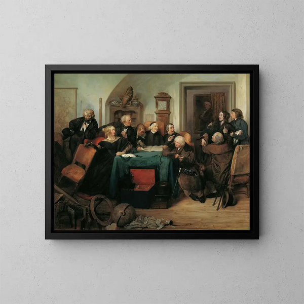 L'ouverture du testament - Josef Danhauser — framed artwork on a wall