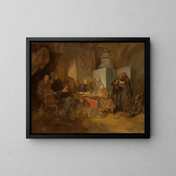 L'Ouverture du testament II - Josef Danhauser — framed artwork on a wall