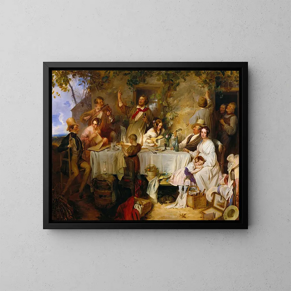 Vin, femme et chant - Josef Danhauser — framed artwork on a wall