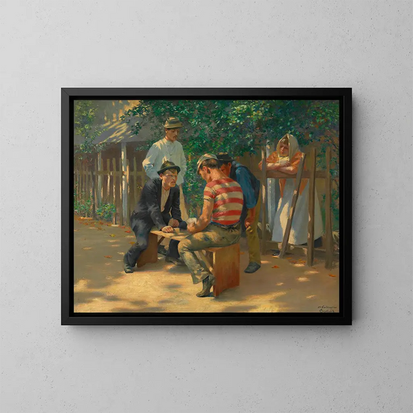 Les joueurs de cartes - Josef Engelhart — framed artwork on a wall