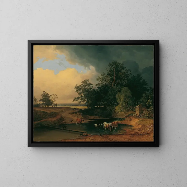 Paisaje del mar al atardecer - Josef Feid — cuadro enmarcado en la pared