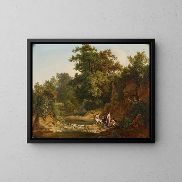 Paisaje con bañistas - Josef Feid — cuadro enmarcado en la pared