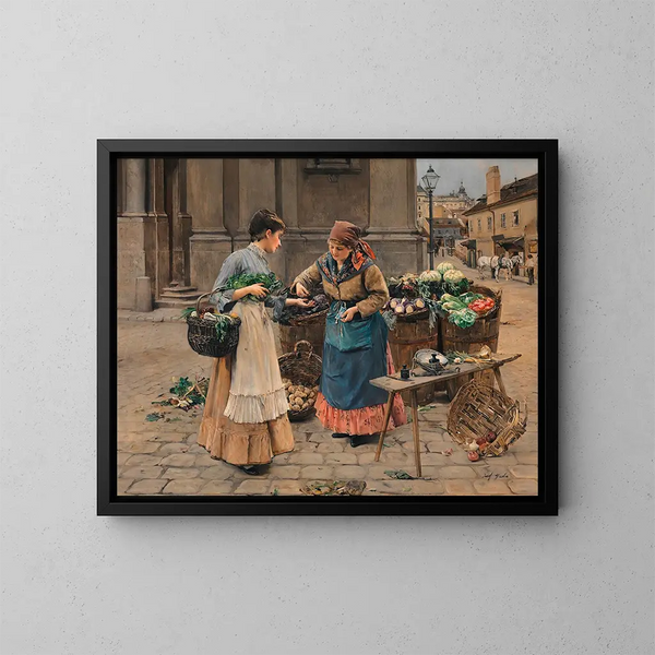Escena en el puesto de gemas - Josef Gisela — cuadro enmarcado en la pared